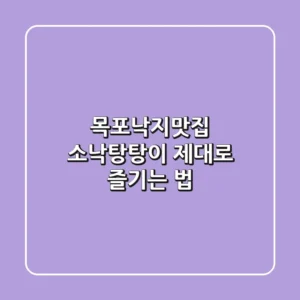 목포낙지맛집: 소낙탕탕이 제대로 즐기는 법!