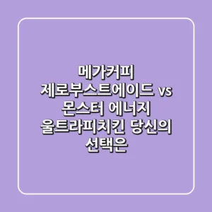 메가커피 제로부스트에이드 vs 몬스터 에너지 울트라피치킨: 당신의 선택은?
