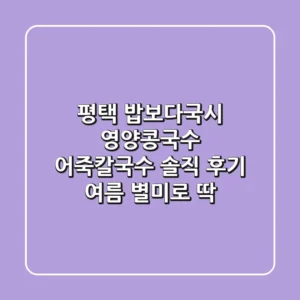 평택 밥보다국시 영양콩국수 & 어죽칼국수 솔직 후기! 여름 별미로 딱!