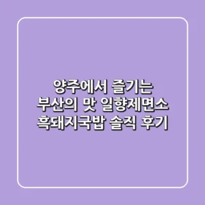 양주에서 즐기는 부산의 맛! 일향제면소 흑돼지국밥 솔직 후기