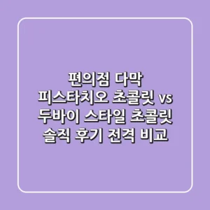 편의점 다막 피스타치오 초콜릿 vs 두바이 스타일 초콜릿: 솔직 후기 전격 비교!