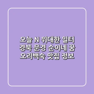 오늘 N, 위대한 일터! 경북 문경 '순이네 꿈' 오리백숙 맛집 정보