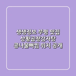 생생정보 부평 맛집! 상황곱창감자탕 & 콩나물뼈찜 위치 大공개