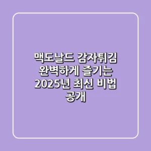 맥도날드 감자튀김, 완벽하게 즐기는 2025년 최신 비법 공개!