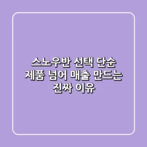 스노우반 선택, 단순 제품 넘어 '매출' 만드는 진짜 이유