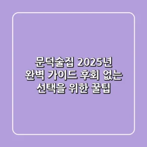 문덕술집, 2025년 완벽 가이드: 후회 없는 선택을 위한 꿀팁!