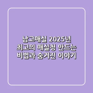 남고매실, 2025년 최고의 매실청 만드는 비법과 숨겨진 이야기