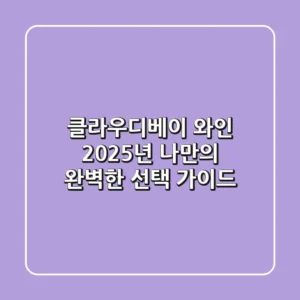 클라우디베이 와인, 2025년 나만의 완벽한 선택 가이드