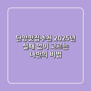 단양맛집추천, 2025년 실패 없이 고르는 나만의 비법!