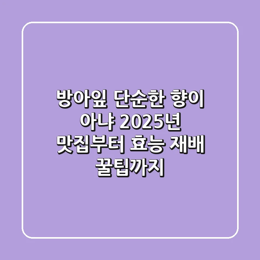 방아잎, 단순한 향이 아냐! 2025년 맛집부터 효능, 재배 꿀팁까지