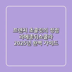 프렌치 초콜릿의 정점, 라메종뒤쇼콜라: 2025년 완벽 가이드