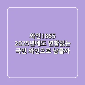 와인1865, 2025년에도 변함없는 '국민 와인'으로 남을까?