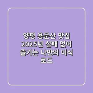 양평 용문산 맛집, 2025년 실패 없이 즐기는 나만의 미식 로드!