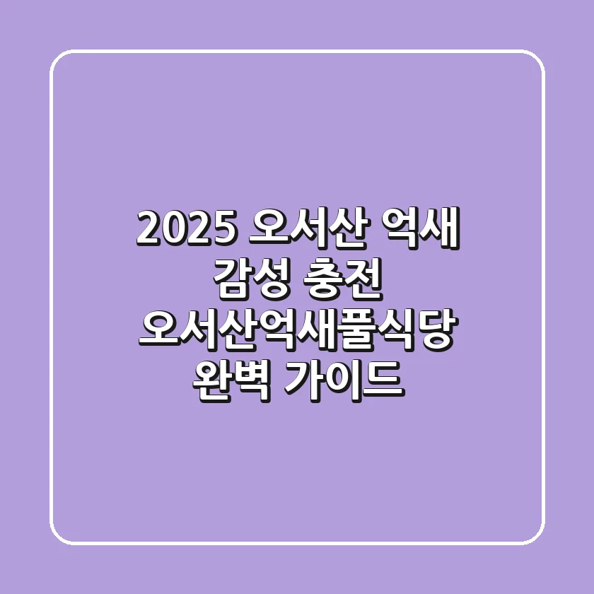 2025 오서산 억새 감성 충전! 오서산억새풀식당 완벽 가이드