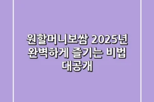 원할머니보쌈, 2025년 완벽하게 즐기는 비법 대공개