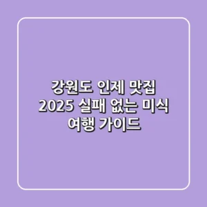 강원도 인제 맛집, 2025 실패 없는 미식 여행 가이드