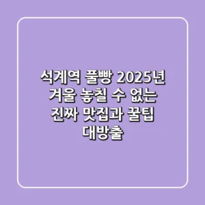 석계역 풀빵, 2025년 겨울 놓칠 수 없는 진짜 맛집과 꿀팁 대방출!