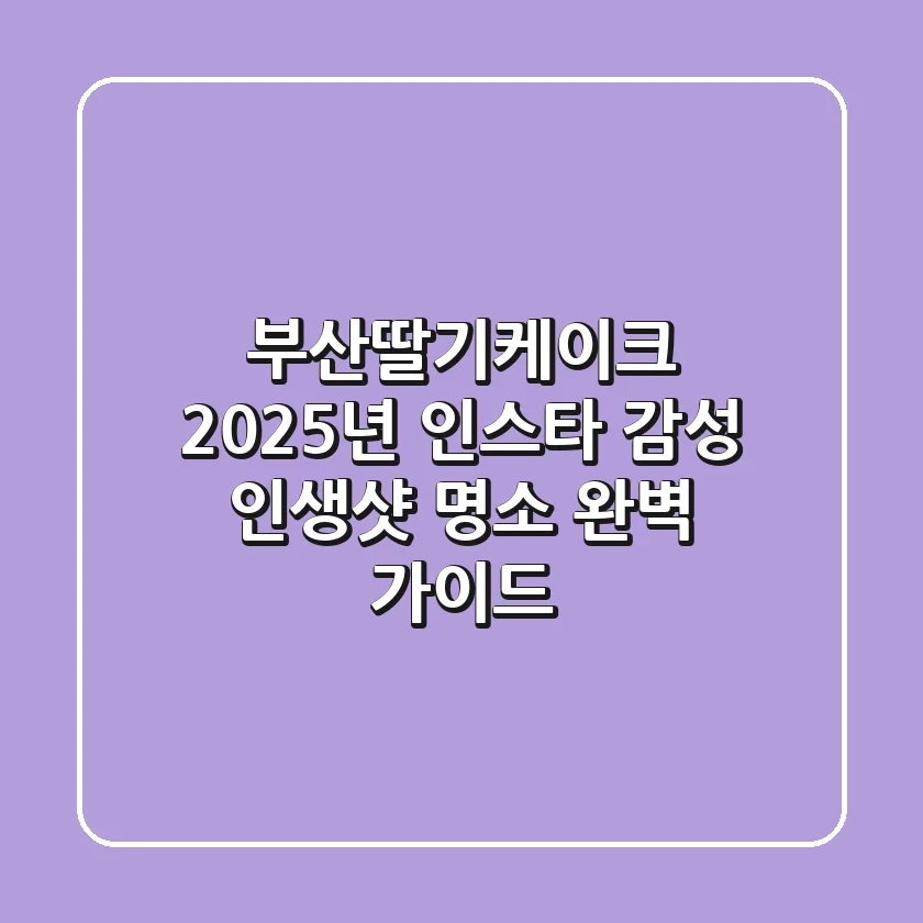 부산딸기케이크, 2025년 인스타 감성 인생샷 명소 완벽 가이드