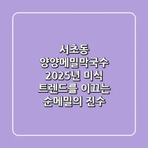 서초동 양양메밀막국수: 2025년 미식 트렌드를 이끄는 순메밀의 진수