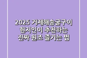 2025 거제해송굴구이: 현지인이 추천하는 진짜 ‘원조’ 즐기는 법