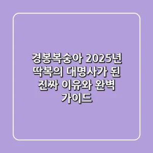 경봉복숭아, 2025년 딱복의 대명사가 된 진짜 이유와 완벽 가이드