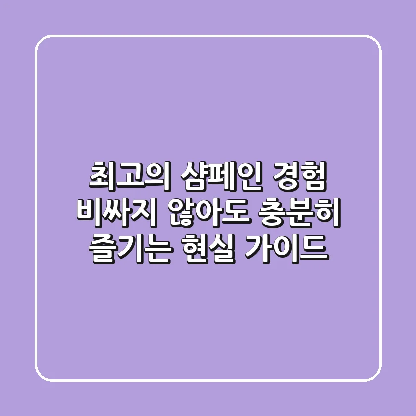 최고의 샴페인 경험: 비싸지 않아도 충분히 즐기는 현실 가이드