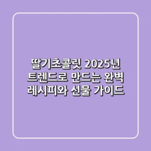 딸기초콜릿, 2025년 트렌드로 만드는 완벽 레시피와 선물 가이드