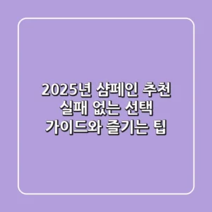 2025년 샴페인 추천: 실패 없는 선택 가이드와 즐기는 팁