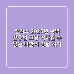 할리스, 2025년 완벽 활용법: 그냥 지나칠 수 없는 나만의 경험 찾기