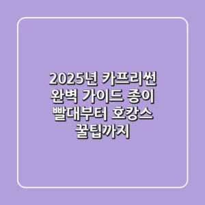 2025년 카프리썬 완벽 가이드: 종이 빨대부터 호캉스 꿀팁까지!