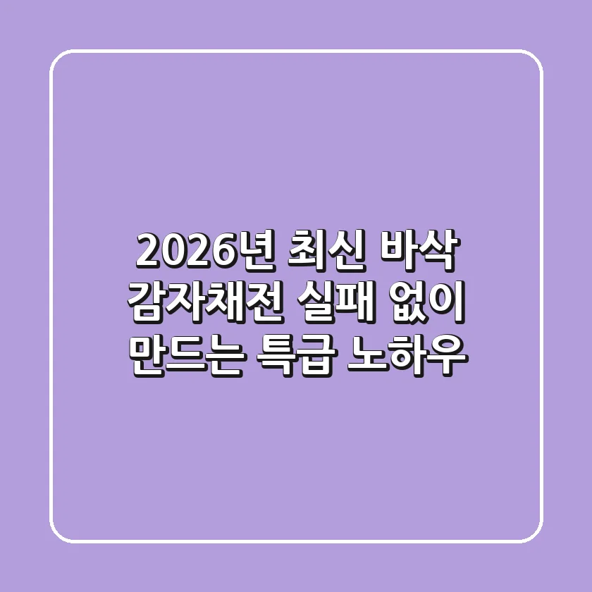2026년 최신! 바삭 감자채전, 실패 없이 만드는 특급 노하우